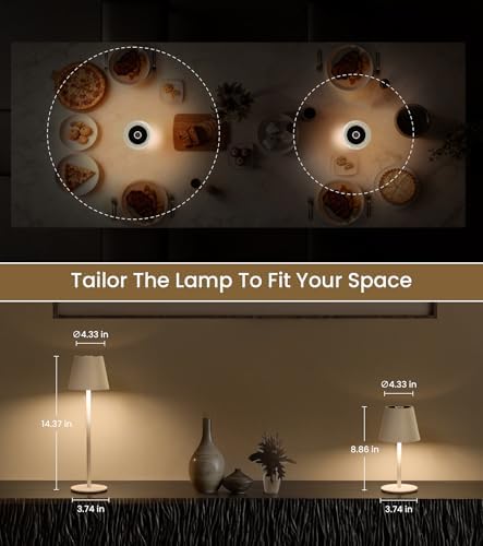 3 Pack Cordless Table Lamp, Portable Battery Operated Lamp with 3 Color Temps and Stepless Dimming, Rechargeable Table Lamp for Dinner, Desk, Cafe, Outdoor (White)