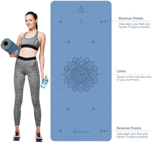 Gruper Yoga Mat Non Slip, TPE Extra Wide Yoga Mat with Alignment Mark