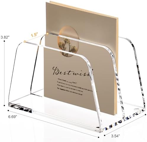 SANRUI Acrylic Mail Organizer for Desk, Mail Holder with 2-Slot, Clear