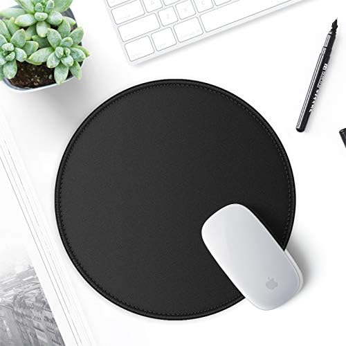 ITNRSIIET Round Mouse Pad with Stitched Edge Premium-Textured Waterproof Non-Slip Rubber Base Desktop Protection Mat Diameter 8.7 inches, Classic Black