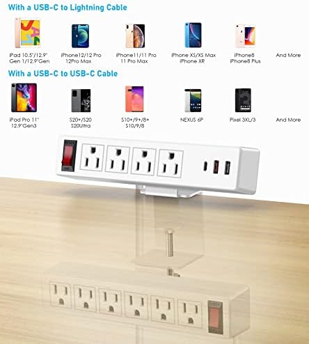 VILONG Desk Clamp Dual Layer Power Strip, 20W USB-C, 700J Surge Protector