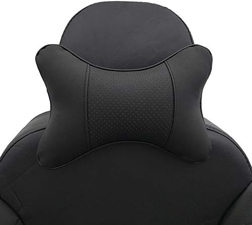 Car Neck Pillows 2pcs Pack Car Headrest Pillow Pu Leather Car Cervical Pillows for Traveling Car Pillows Filled By Fiber (Black)