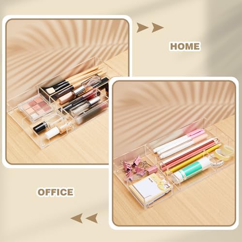 Briwooody Clear Acrylic Drawer Organizer,6 Compartments,Small