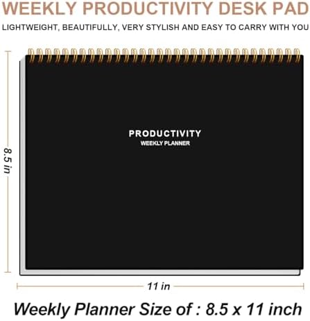 (3-Pack) Weekly Productivity Planner - 8.5" x 11" Dashboard Desk Notepad Has 6 Focus Areas to List Tasks for Goals, Projects, Clients, Academic or Meal-Organize Your Daily Work Efficiently, 54 Weeks