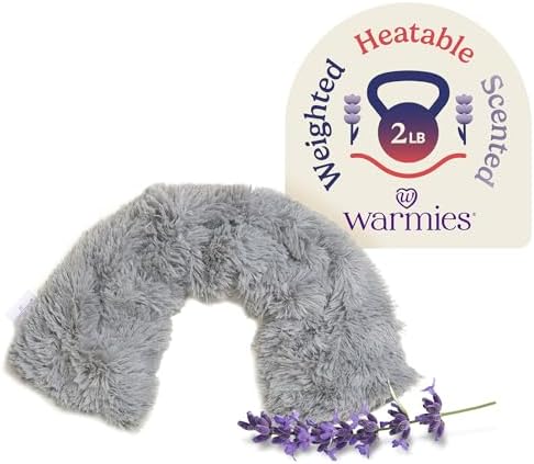 warmies Microwavable Neck Wrap, Microwave Heating Pad, Lavender, 2 lb, Gray