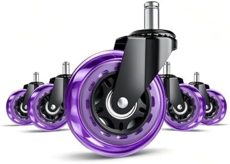 3 Inch Office Chair Wheels, Set of 5 (Purple)