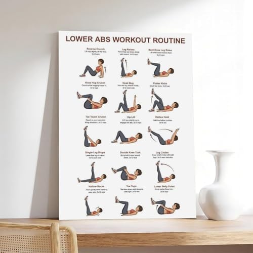 Lower Belly Abs Workout Lower Ab Exercises Core Floor Workout Chart Home Ab Core Home Gym Exercises Canvas Poster Bedroom Decor Room Decor Frame 20x30inch