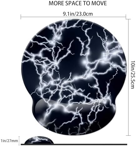 Gaming Mouse Pad Wrist Support,Ergonomic Mouse Pad with Wrist Rest,Comfortable Mousepad with Smooth Wrist Rest,Pain Relief Mouse Pads for Non-Slip Base,Computer,Laptop,Office，Home（Black Lightning）