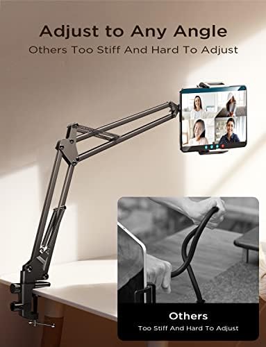 LISEN Tablet Stand iPad Stand for Desk Mount [Ultra Sturdy 2 Clamps] Kindle iPad Holder for Bed Gooseneck Phone Tablet Holder Mount fits iPhone Kindle 4-13" Device (White)