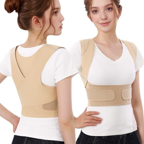 Posture Corrector for Women Back Brace Lower Pain Support Straightener Scoliosis Upper Full Spine Hunchback Dowagers (Beige, Small)