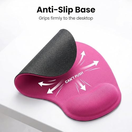 Silicone Wrist Rest Mouse Pad, Ergonomic Memory Foam Cushion, Non-Slip Rubber Base, Surface for Office, Gaming, Home - Comfortable Support to Reduce Wrist Fatigue 1Pcs - Rose