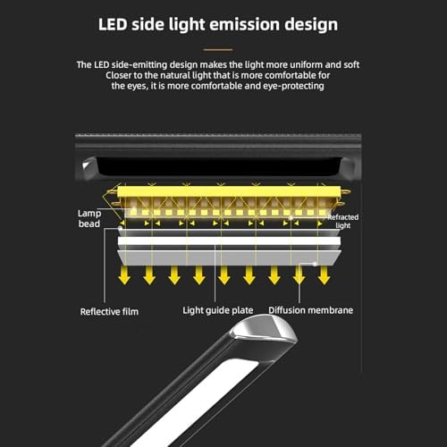 LED Desk Lamp, 3 Color Temperature Modes Eye Protection with 150 Degree Adjustable Goose Neck and VA LCD Screen, for Office Work Study Reading Bedroom (Black)