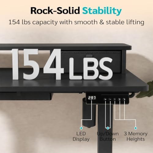 35" x 24" Electric Standing Desk with Dual Drawers, Black