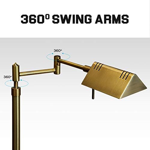 O'Bright Brook Adjustable Dimmable LED Pharmacy Floor Lamp, Antique Brass
