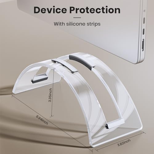 Acrylic Vertical Laptop Stand for Desk,Acrylic Invisible Desktop Notebook Dock,Vertical Laptop Holder Space-Saving Organizer for All MacBook, Surface, Samsung, HP, Dell