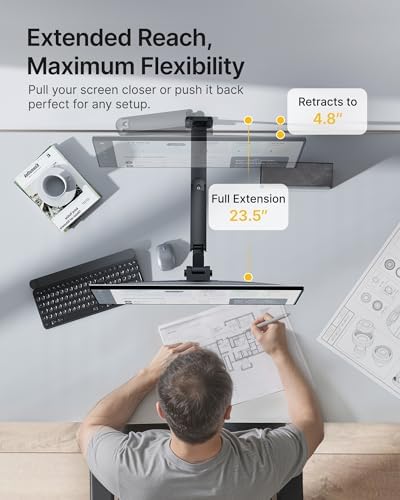 monTEK Single Monitor Wall Mount, 17–49" Gas Spring Arm, Up to 44 lbs，Black