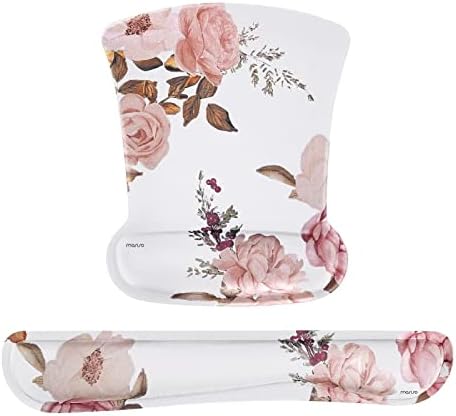 MOSISO Peony Wrist Rest Support for Mouse Pad & Keyboard Set, White