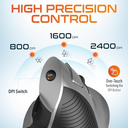 Delton S22 Vertical Wireless Mouse, Ergonomic Design, 2.4G USB Dongle