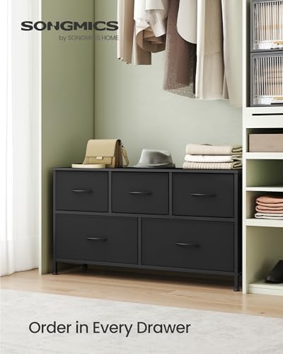 SONGMICS Dresser for Bedroom, Wide Dresser with 5 Fabric Drawers
