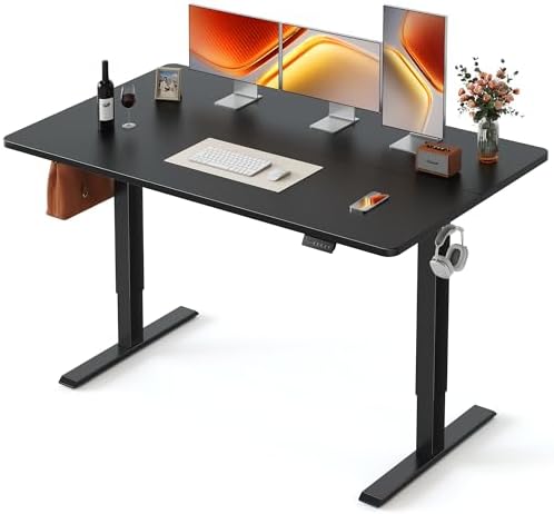 FEZIBO Standing Desk 55 × 28 Inch Electric Height Adjustable, Black