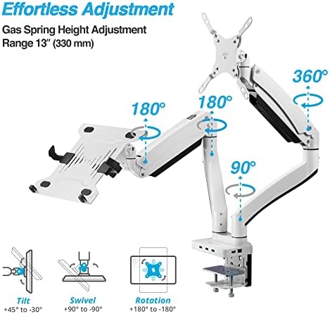 Dual Monitor Arm Desk Mount with 15" Laptop Tray USB-C&A Docking Station