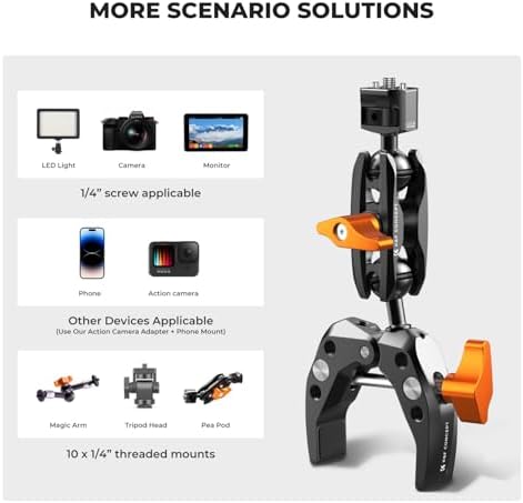K&F CONCEPT Camera Clamp Mount, Super Clamp Mount Magic Arm with Two 360°
