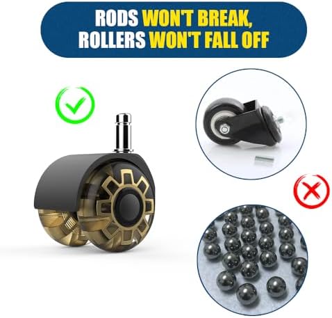 Minewill 2" Office Chair Wheels - Protection for Hardwood Floors and Carpet