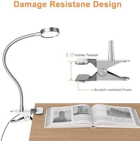 LEPOWER Clip on Light, Book Reading Lamp for Desk, Bed Headboard and Dorm
