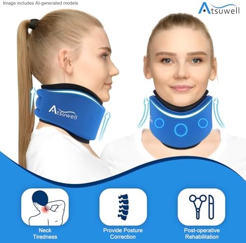 Atsuwell Ice Pack Neck Braces for Neck Pain and Support, Blue
