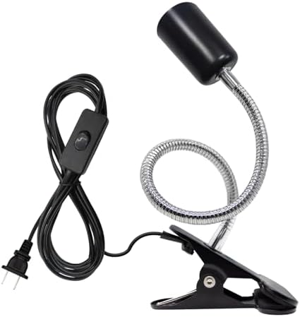 Clip Lamp Holder Adjustable Switch Clip Light Flexible Clip lamp Holder Clip Desk Lamp Socket Adjustable Light Stand Clamp Lamp Base Light Socket Gooseneck for Bedroom Lighting