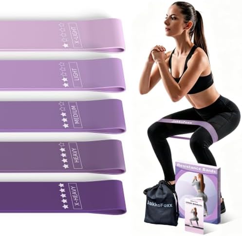 Resistance Loop Exercise Bands, Resistance Bands Exercise Bands for Home Fitness, Stretching, Strength Training, Physical Therapy,Elastic Workout Bands for Women Men Kids, Set of 5