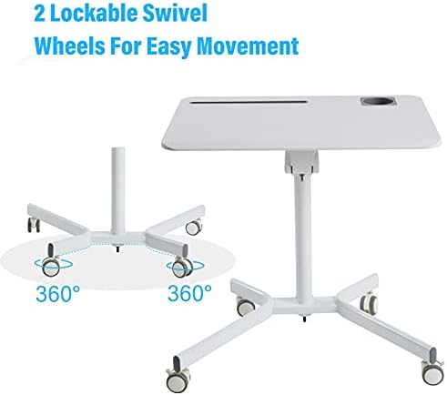 Mobile Rolling Desk, Small Standing Desk with Wheels,Portable Laptop Desk