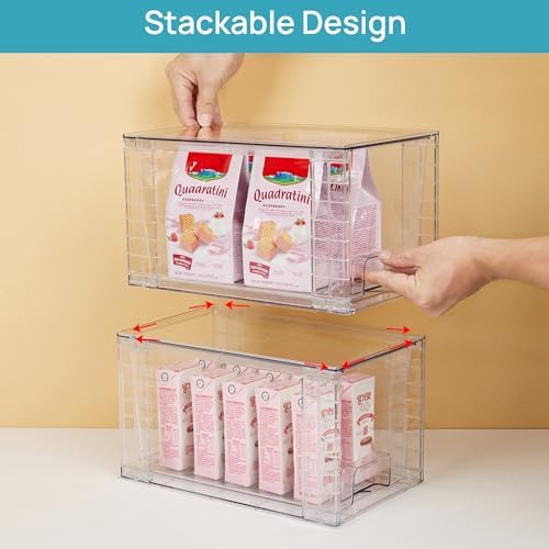 Vtopmart 4 Pack Stackable Clear Pantry Storage Drawers, Large