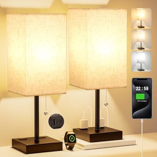 Fenmzee Bedside Lamp for Bedroom Set of 2 - Table Lamp for Nightstand