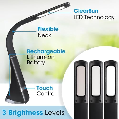 OttLite Recharge LED Travel Lamp, Rechargeable, Black