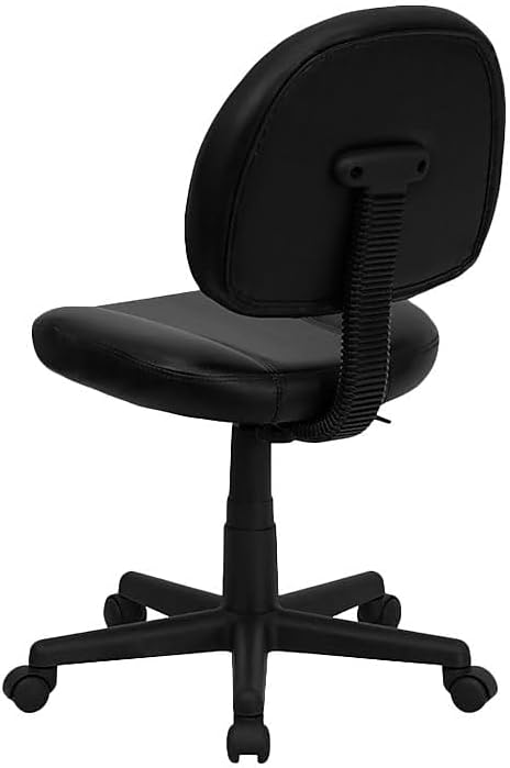 Flash Furniture Ronald Mid-Back Black LeatherSoft Swivel Ergonomic Task Office Chair with Back Depth Adjustment