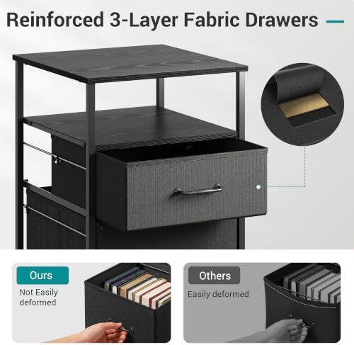 DEVAISE 2 Drawer Mobile File Cabinet, Fabric Vertical Filing Cabinet