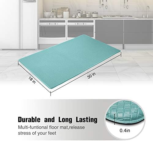 Kitchen Rug Anti-Fatigue Comfort Mat Non Slip Cushioned Comfort Standing Floor Mat Kitchen Mat for Kitchen, Gaming, Office,Standing Desk 18x30 Inch Teal