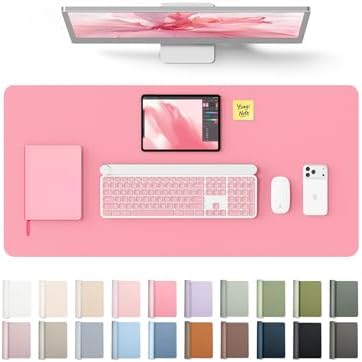 YSAGi Leather Desk Protector, Office Mat, Large Mouse Mat, Non-Slip PU Leather Blotter, Laptop Desk, Waterproof Writing Pad for Office and Home (Pink, 31.5" x 15.8")