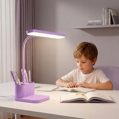 AXX Purple Desk Lamp, Cute Table Light for Home Office Bedroom