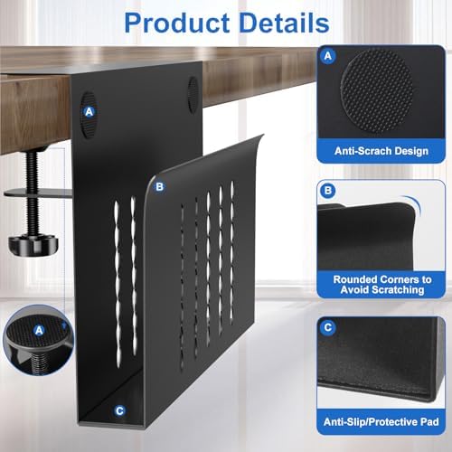 HAMOPY Desk Side Storage, Single-Layer Steel Hanging Desk Organizer with Magnetic Pen Holder, No Drilling Desk Drawer Cable Management Tray, Under Table Laptop Holder for Office, School&Home(Black)
