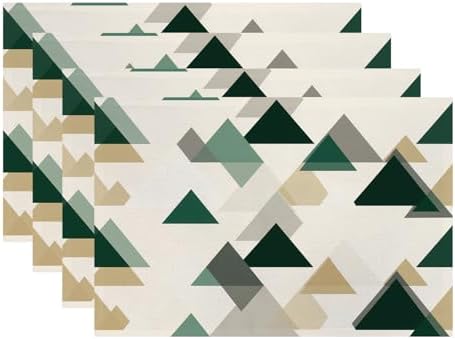 Batmerry Abstract Neutral Tones Linen Placemats Set of 4, Geometric Art Modern Washable Table Mats for Kitchen Table Thickened Heat Insulation Dining Set Indoor Outdoor 12X18 in
