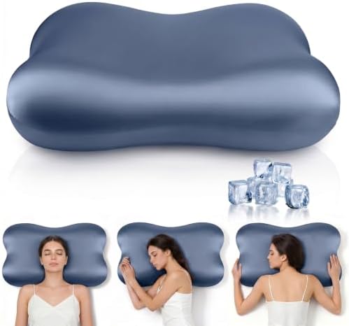 Dayme Cooling Cervical Neck Pillow – Contour Memory Foam Pillow, Blue
