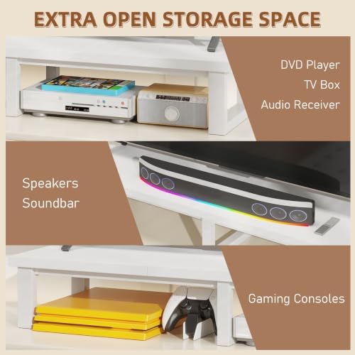 YAOHUOO 45" Large TV Riser for 32-60 inch TV, TV Riser Stand Shelf,White