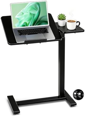 Mobile Standing Desk, Rolling Desk Adjustable Height, Tilting Laptop Table