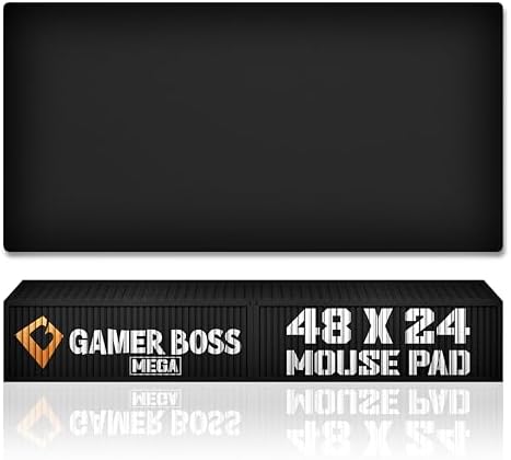Gamer Boss - Gaming Mouse Pad - 48 x 24 Inches - 4mm Thick with Stitched Edges, Non-Slip Rubber Base, Premium Cloth Mousepad, Desk Mat for Laptop, Keyboard, Computer & PC (Mega, Black)