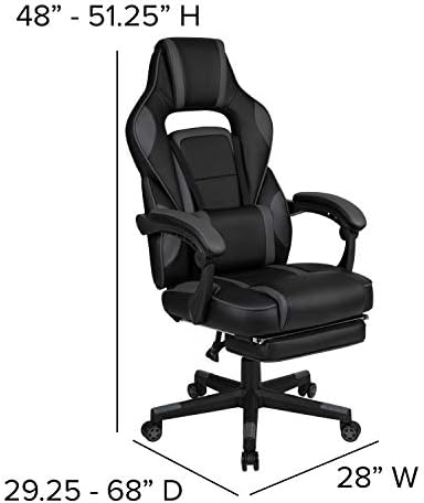 Flash Furniture Reclining Ergonomic Gaming Chair, Black/Gray