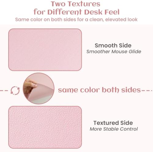 Leather Desk Pad Protector, Large Office Faux Leather Desk Mat, Non-Slip Large Mouse Pad, Flexible Desktop Dry Erase Planning Sheets Included - 16"x34" Blush Pink