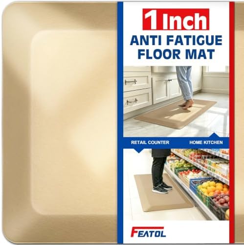 FEATOL 1 Inch Extra Thick Anti-Fatigue Mat for Standing Desk & Kitchen