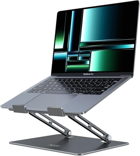 JCZT Adjustable Laptop Stand, Aluminum Laptop Stand for Desk, Classic Grey
